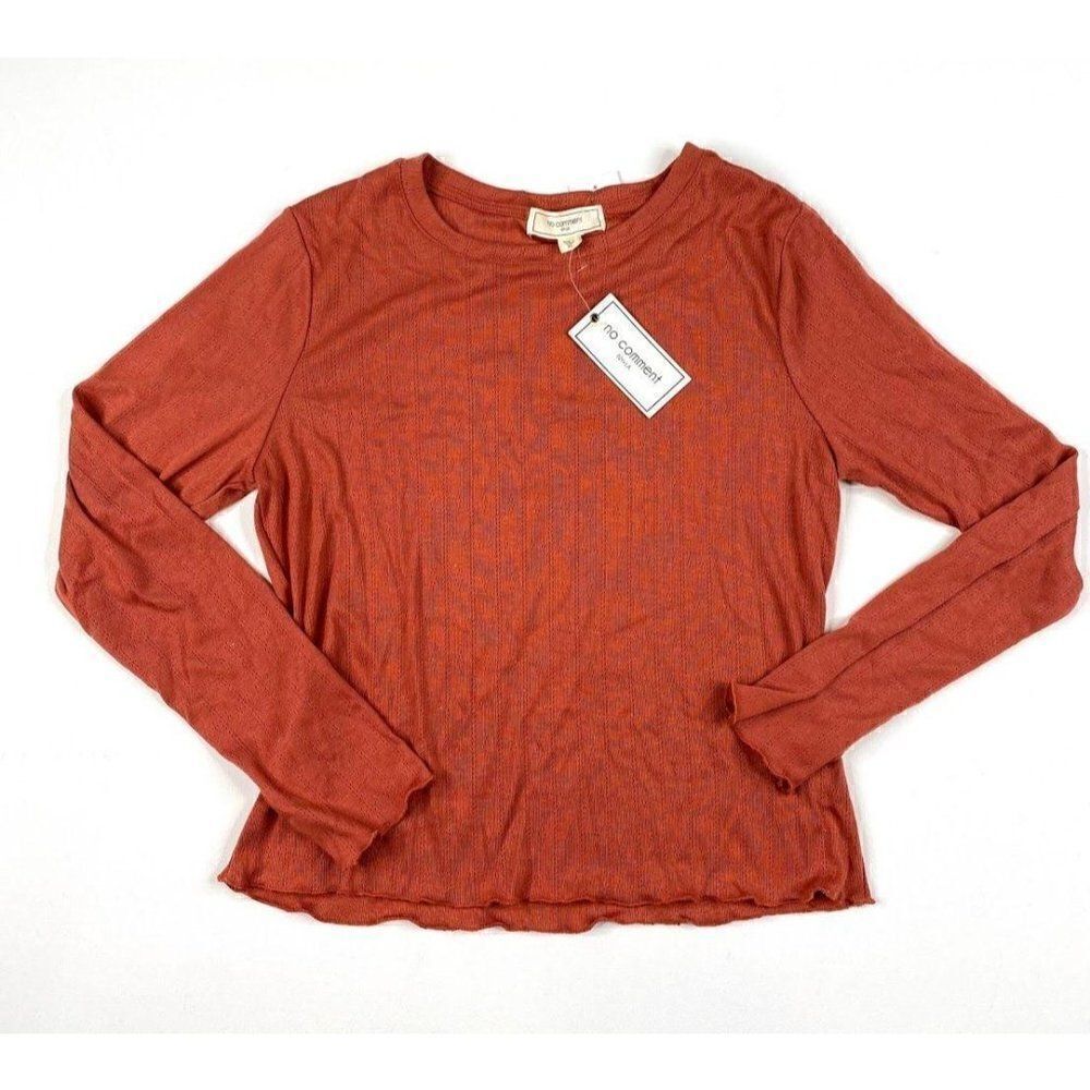 Juniors No Comment Top Pointelle Burnt Orange XL